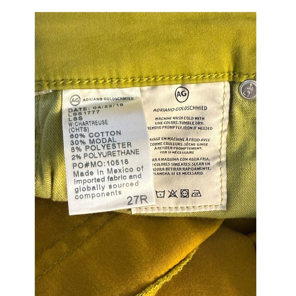 AG Adriano Goldschmied The Farrah Skinny Ankle‎ High Rise Jeans Chartreuse 4 27 - Picture 5 of 7